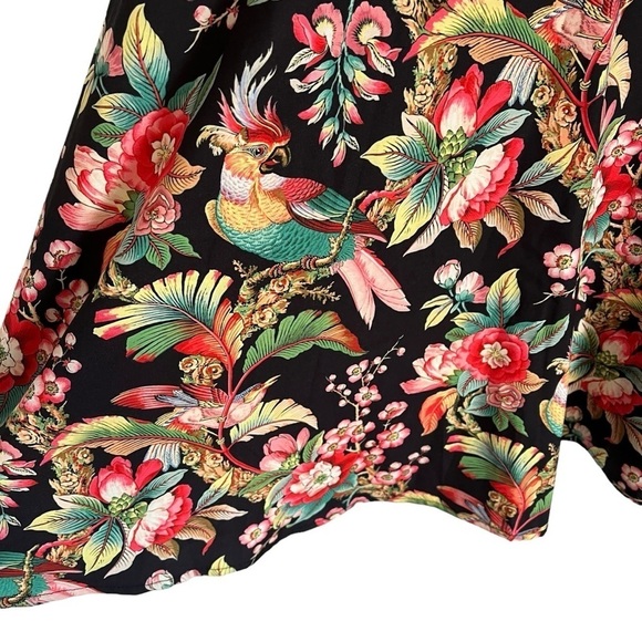 DALIA MACPHEE Short Sleeve Tie Neck Floral Mini Dress with Lace Trim - Picture 9 of 14